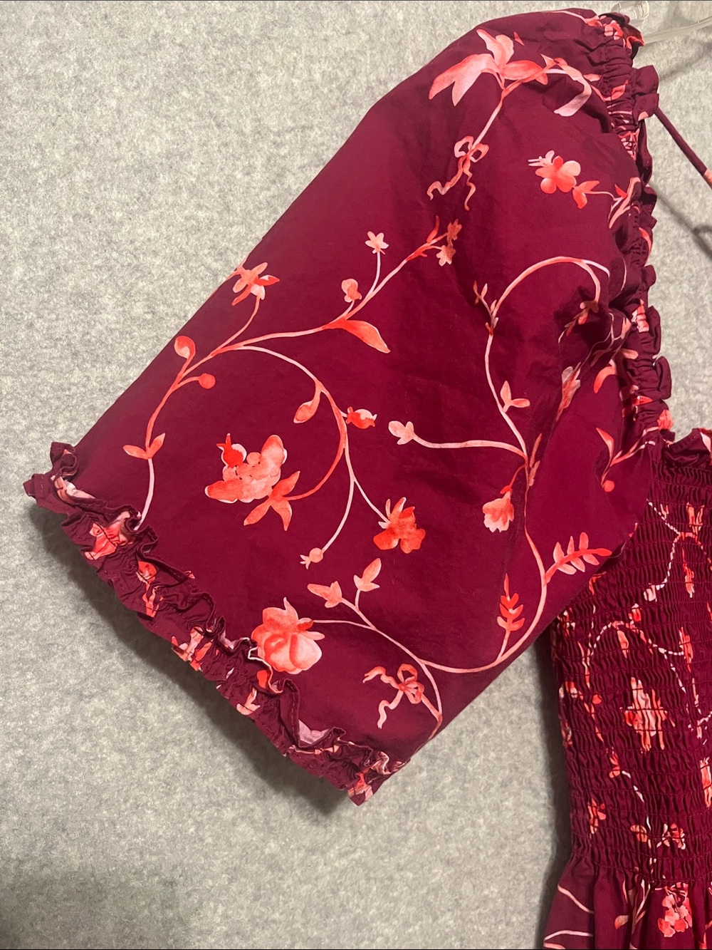 Hill House The Nesli Nap Dress Large Burgundy Botanical Cottagecore Boho - Picture 5 of 7